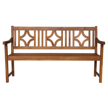 Sloane Ogee Diamond-Back 600-Lbs Support Acacia Wood Outdoor Garden Patio Bench - JONATHAN Y